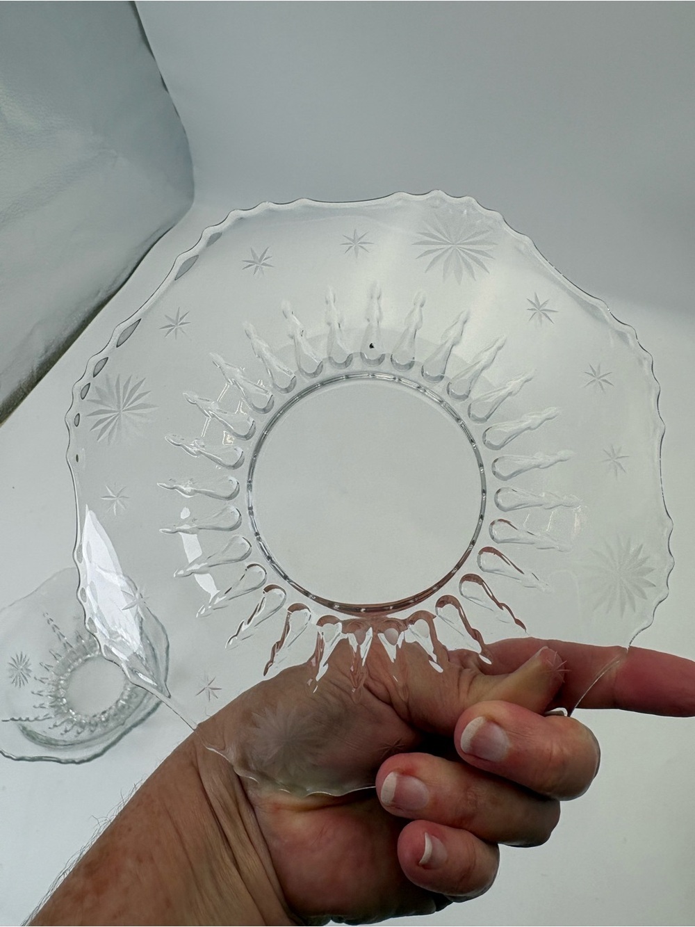 Vintage Scalloped Serving Bowl and Plate with MCM Starburst Pattern - Picture 10 of 13